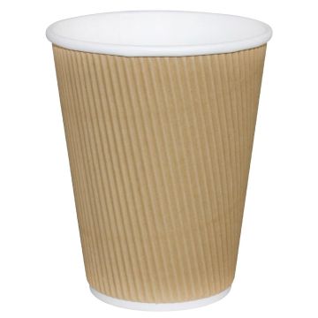 Fiesta(Pack of 25)Takeaway Coffee Cups Ripple Wall Kraft 340ml x25 GP445