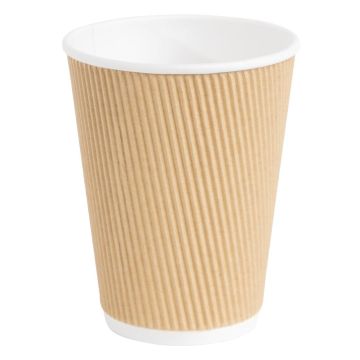 Fiesta Takeaway Coffee Cups Ripple Wall Kraft 340ml (Pack of 500) GP444