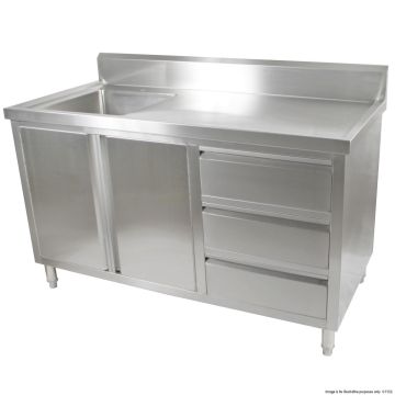Fed Kitchen Tidy Cabinet With Left Sink 700mm Deep SC-7-1500L-H