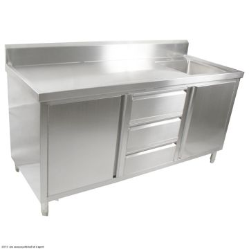 Fed Kitchen Tidy Cabinet With Right Sink 700mm Deep SC-7-1800R-H
