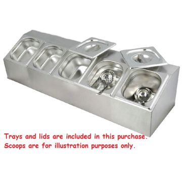 Commercial Stainless Steel Bain Marie Bench Top Gn Tray Condiment Holder 8X1/6