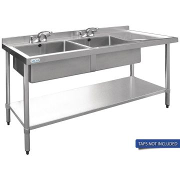 Vogue Double Bowl Sink R/H Drainer - 1500mm x 700mmÂ  90mm Drain HC916