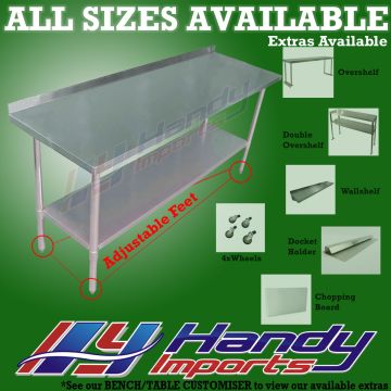 762 X 1219mm Stainless Steel #430 Bench W/ Splashback