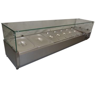 1.8M Pizza Preparation Fridge Salad Bar Saladette Bain Marie Prep Bench W/ Glass