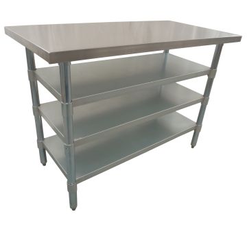 1524 X 762mm New Kitchen Food Work Bench Table + 3 Galvanised Steel Under Shelf