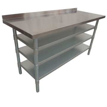 1524 X 762mm New Kitchen Food Work Bench Table + 3 Galvanised Steel Under Shelf