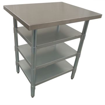 610 X 915mm New Work Corner Bench Table Counter + 3 Galvanised Steel Under Shelf