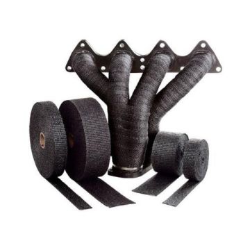 3Pcs Black Exhaust Heat Wrap Glass Fibre 15M Long X 50mm Wide + 18Pcs Zip Ties