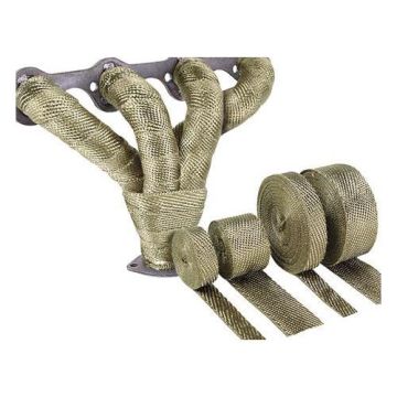 2Pcs Tan Exhaust Heat Wrap Titanium Fibre 30M (L) X 50mm (W) + 20 X Zip Ties
