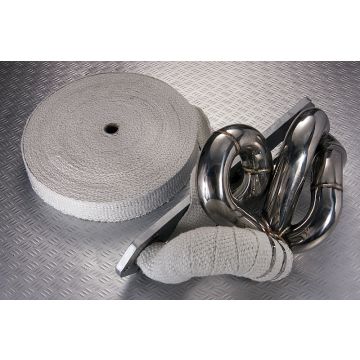 2Pcs White Exhaust Heat Wrap Glass Fibre 30M Long X 50mm Wide+ 20Pcs Zip Ties