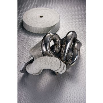 White Exhaust Heat Wrap Glass Fibre 15M Long X 50mm Wide + 6Pcs S