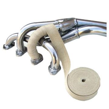 White Exhaust Heat Wrap Ceramic Fibre 15Mlong X 50mmwide + 6 X S/Steel Zipties