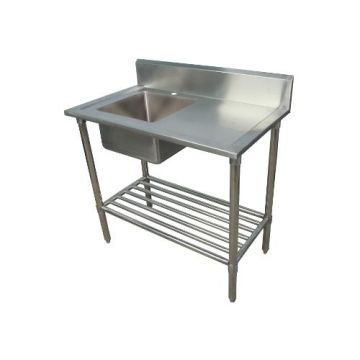 1000X600mm Single Bowl Left Kitchen Sink S/Steel 2Xundershelves W/ Wheels