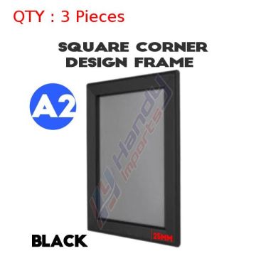 3 Brand New A2 Black Square Corner Snap Frame /Poster Frame /Picture Frame 25mm 