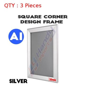 3 Brand New A1 Silver Square Corner Snap Frame /Picture Frame /Poster Frame 25mm