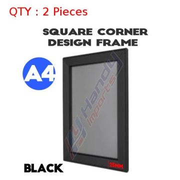 2 Brand New A4 Black Square Corner Snap Frame/ Poster Frame/ Picture Frame 25mm