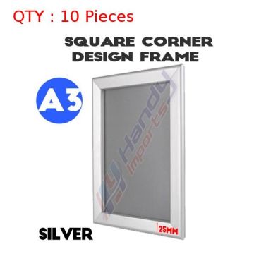 10 A3 Silver Square Corner Snap Frame/Poster Frame/Picture Frame 25mm
