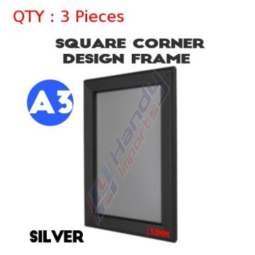 3 A3 Heavy Duty Black Square Corner Snap Frame/Picture Frame/Poster Frame 32mm