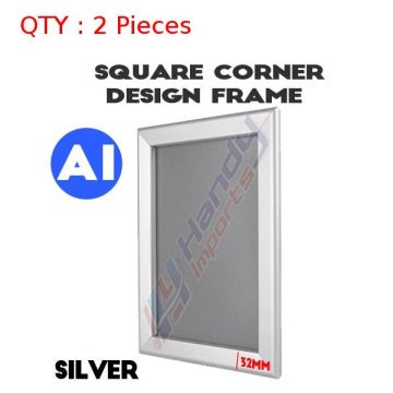 2 A1 Heavy Duty Silver Square Corner Snap Frame/Poster Frame/Picture Frame 32mm