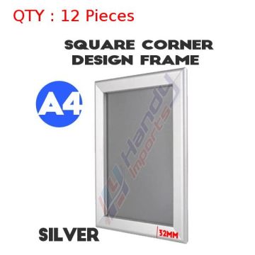 12 A4 Heavy Duty Silver Square Corner Snap Frame/Poster Frame/Picture Frame 32mm