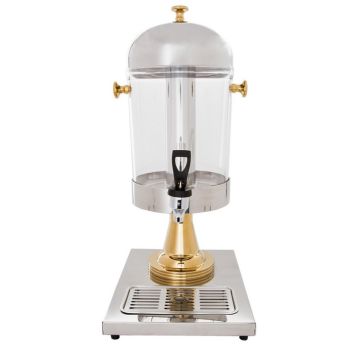 Fancy Single Juice Dispenser Cold Drink Stainless Steel W/ Gold Plated Accents