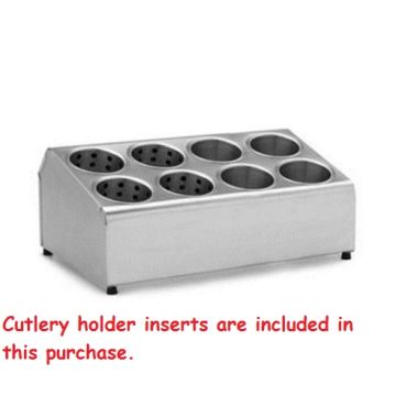Stainless Steel Cutlery Utensil Silverware Basket Holder W/ 8 Holes & Inserts