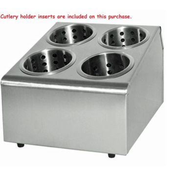 Stainless Steel Cutlery Utensil Silverware Basket Holder W/ 4 Holes & Inserts