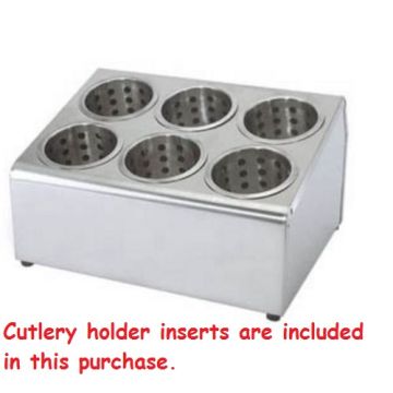 Stainless Steel Cutlery Utensil Silverware Basket Holder W/ 6 Holes & Inserts