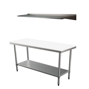 New 1200X390mm #430 Grade Stainless Steel Bbq Narrow Work Bench ,1Xwallshelf