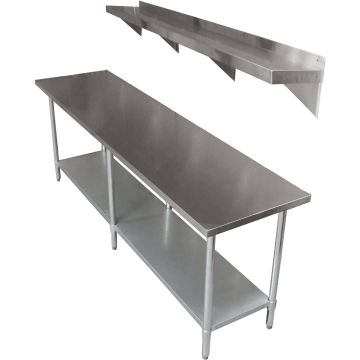2134 X 610mm #430 S/ Steel Kitchen Corner Bench Table 2134 X 356 #430 Wall Shelf