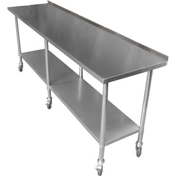 2134 X 762mm New Stainless Steel Portable Work Bench Table W/ Wheels Castors