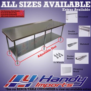 2134 X 762mm Full #304 Stainless Steel Bench