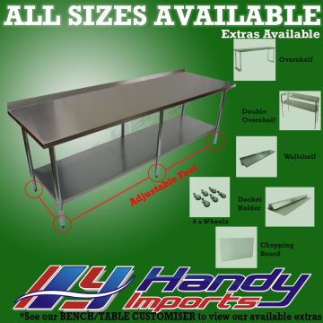 2438 X 610mm Stainless Steel #430 Bench W/ Splash Back