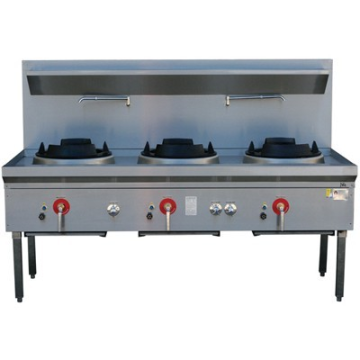 Lkk:3 Burner Waterless Gas Wok Table Chimney - LKK-3BC