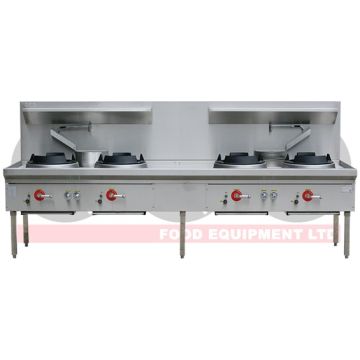 Lkk:4 Burner Waterless Gas Wok Table Chimney - LKK-4BC