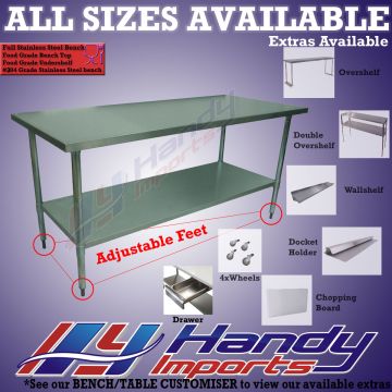 762 X 1219mm Full #304 Stainless Steel Bench