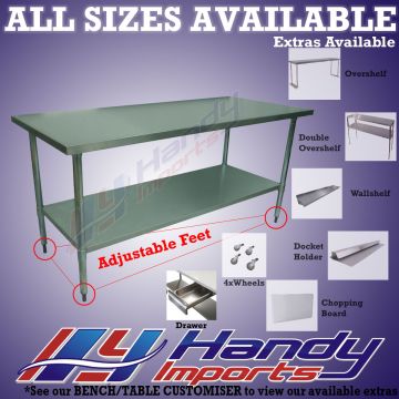 610X1219mm Food Grade Stainless Steel Bench W/ Splashback