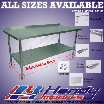 762 X 1219mm 304 Stainless Steel Bench W/ Splashback