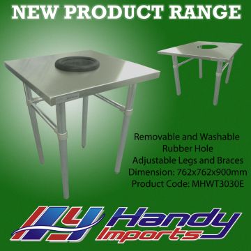 762X762mm 430 Stainless Steel Table With Hole Bench