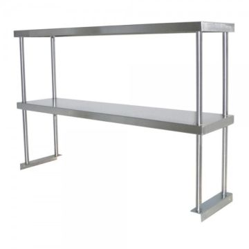 2134 X 300mm Stainless Steelds Bench Double Overshelf Kitchen Food Prep Table