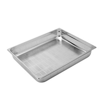 2/1 Bain Marie Trays, 150mm Gastronorm Pans Steam Perforated Pans