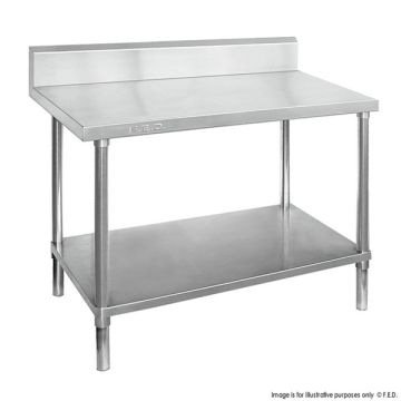 Fed Premium 304 Grade Stainless Steel Work Bench With Splashback 600 Deep - WBB6-1800/A