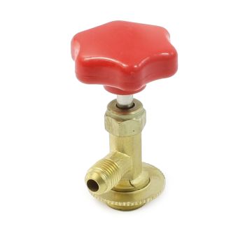 Red Knob Hand Operated Refrigerant Grip Universal Can Tap Valve Nickel Plating