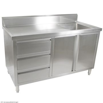 Fed Kitchen Tidy Cabinet With Right Sink 700mm Deep SC-7-1500R-H