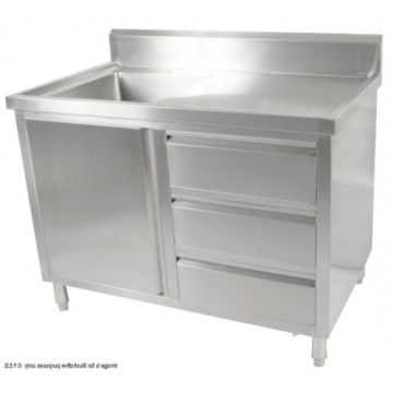 Fed Kitchen Tidy Cabinet With Left Sink 700mm Deep SC-7-1200L-H