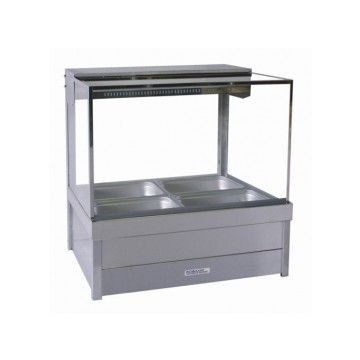 Roband Square Glass Hot Food Display Bar, 4 Pans Double Row With Roller Doors S22RD
