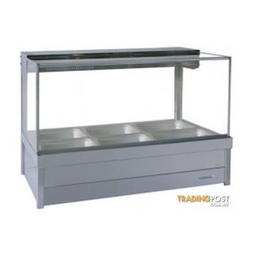 Roband Square Glass Hot Food Display Bar, 6 Pans Double Row S23
