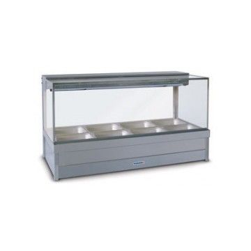 Roband Square Glass Hot Food Display Bar, 8 Pans Double Row With Roller Doors S24RD