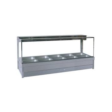 Roband Square Glass Hot Food Display Bar, 10 Pans Double Row S25
