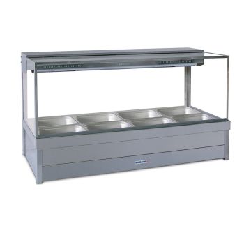 Roband Square Glass Hot Food Display Bar, 12 Pans Double Row With Roller Doors S26RD